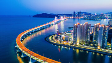 Busan Gwangandaegyo bridge or Gwangan bridge and Haeundae aerial - IMD Business School - IMD Business School